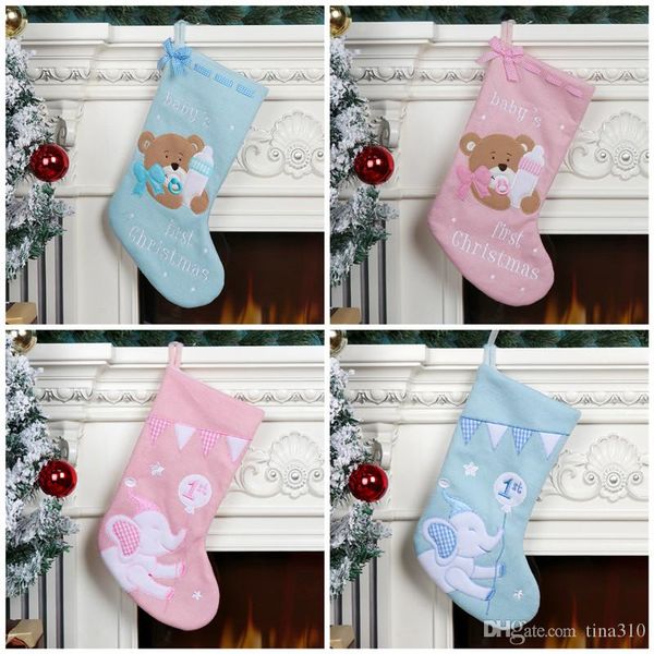

2020 christmas stocking christmas party decoration kids candy bags cute small bear small elephant xmas stocks party favor gift t9i00506