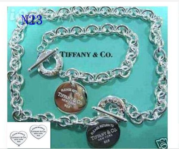 

celebrity design letter 925 silver ring women bracelet necklace silverware metal heart-shaped jewelery set 5462819