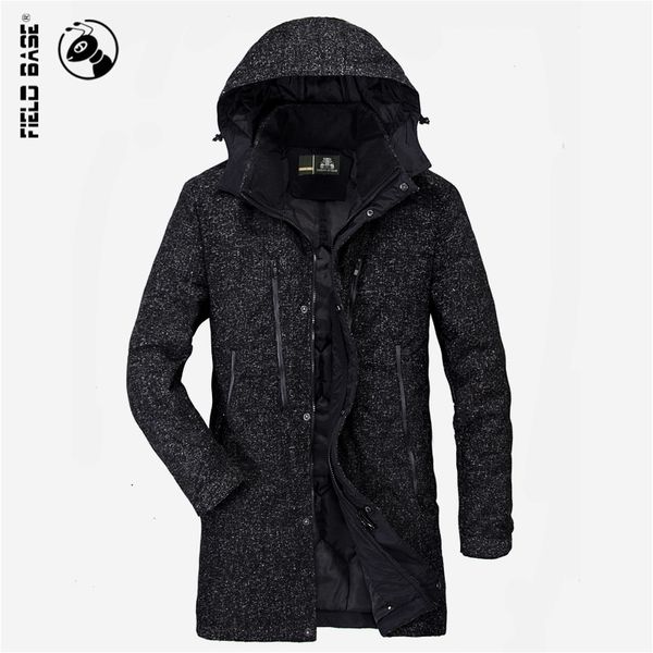 

2020 new brand clothing jackets long thick winter coat men solid parkas fashion overcoat outerwear many pocket zipper swl60605a, Black