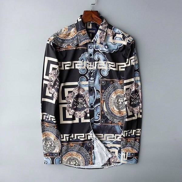 

luxury mens designer burb medusa shirts firmate business dress shirts fashion casual brand shirt print slim shirt homme guci fen 168, White;black