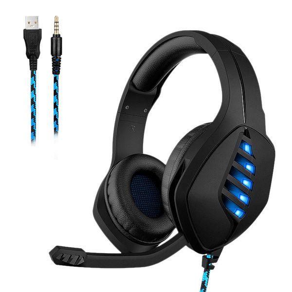 2020 novos fones de ouvido Computer Gaming Headset desktop Notebook Luminous fio de controle Gaming Headset 2 cores DHL livre