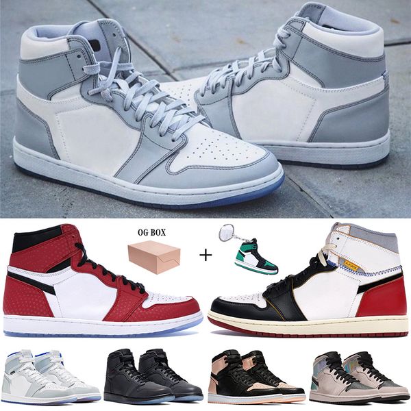 

лучшие 1 1s jumpman баскетбол обувь волк серый парус мужчины женщины кроссовки союз лос-анджелес черный toe зум бесстрашные черные кроссовки