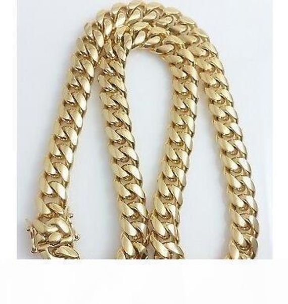 

men 18k yellow gold 14mm 24" 30" miami cuban chain necklace, Silver