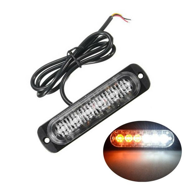 

1x white yellow amber 6 led slim 12v 24v 24led strobe light car moto trucks led side marker lamps flashing warning light bulbs lamps