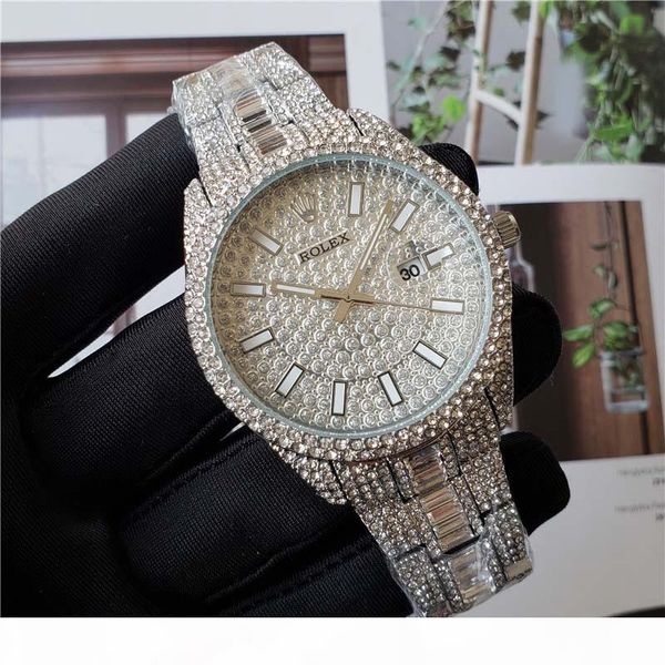 

colors mens fashion watch royal oak luxury designer diamond iced out watches stainless steel bling quartz ap movement party wristwatch dfg1, Black;brown