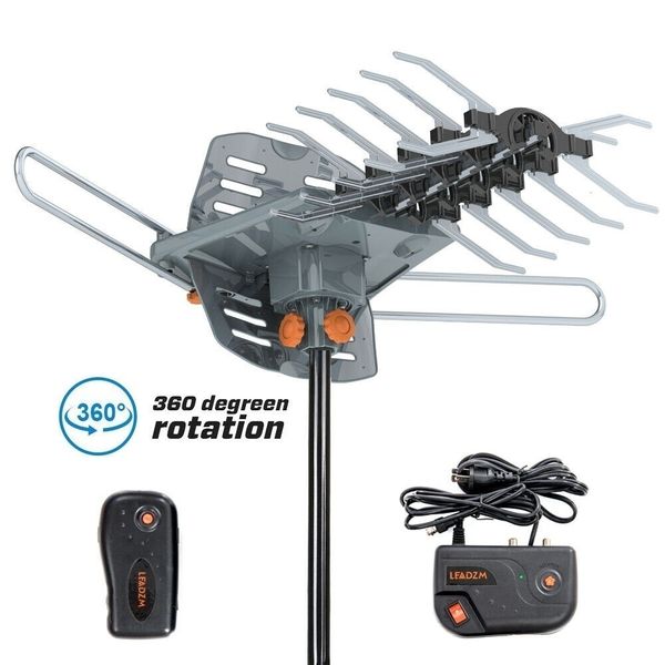 

miles hdtv 150 1080p outdoor amplified hd tv antenna digital uhf/vhf 360 rotate 28-36db without bracket