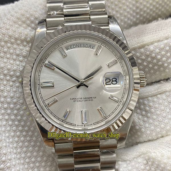 

v2 upgrade version ewf daydate 40mm 228239 228396 cal.3255 automatic 228349 mens watch silvery dial 316l steel case jubilie strap watches, Slivery;brown