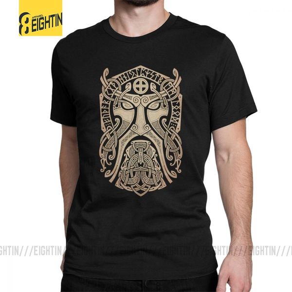 

men thor godmask viking t shirt valhalla odin t-shirts vintage round neck short sleeves clothes purified cotton tee shirt summer