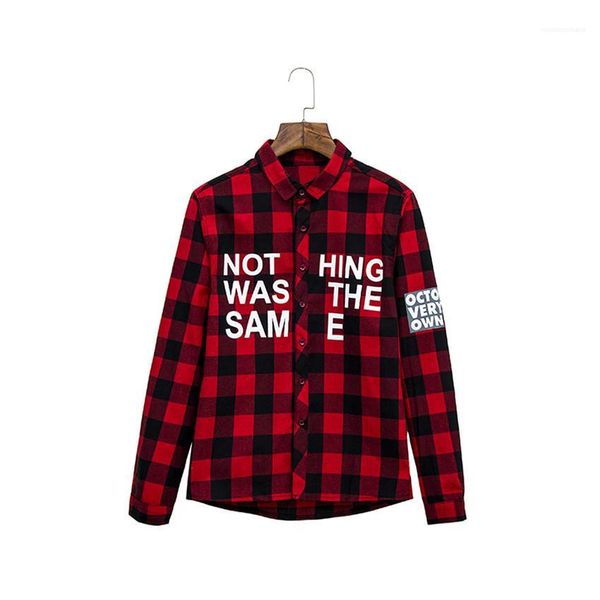 

letters mens casual shirts lapel neck long sleeve single breasted man shirts slim designer male shirts plaid, White;black