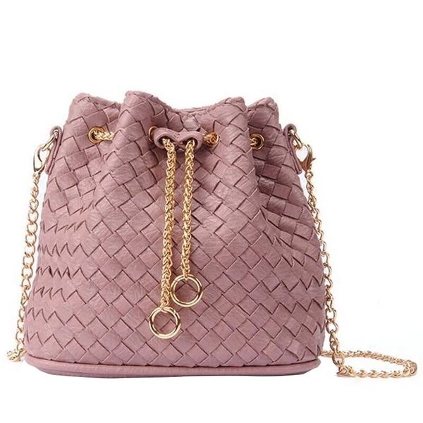 

new lady small and mini bag fashion casual weave bucket bag crossbody chain shoulder handbag