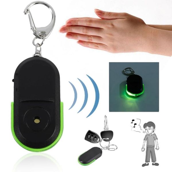 

portable size wireless anti-lost alarm key finder locator key chain whistle sound with led light mini anti lost finder, Silver