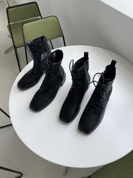

shoes lady boots boots-women booties woman 2020 low heel shoes round toe zipper ladies rock mid calf sandals mid-calf, Black