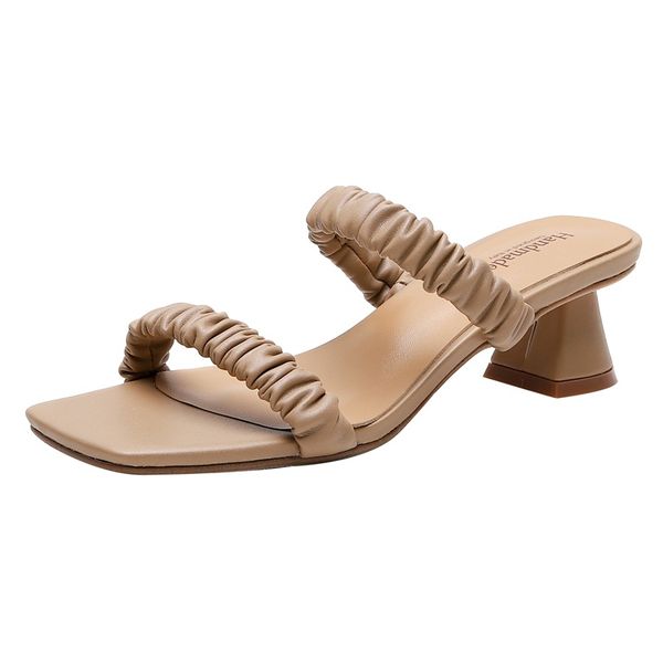 

brand sweet shoes woman summer sandals high heels open toe blue apricot white color casual dress shoes women big size 34-40, Black