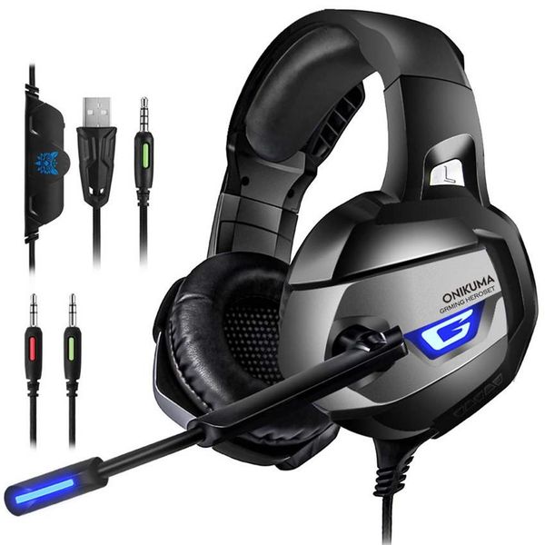 

cgjxsonikuma k5 ps4 gaming headset 7 .1 stereo surround sound bass pc headphones with mic led light up for xbox one /phone /laptablet pc