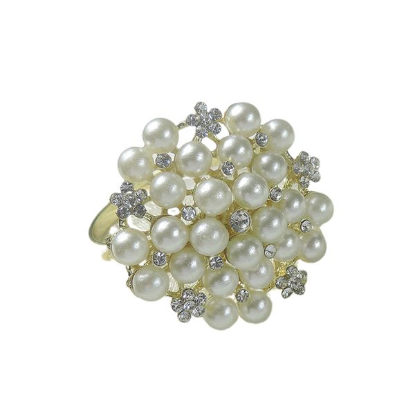 

12pcs gift flower shape napkin ring holder circle artificial pearl wedding decor