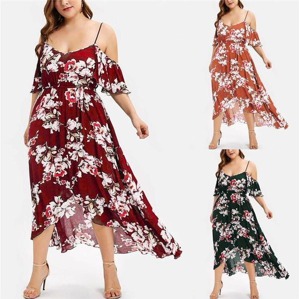 

off shoulder large dress new designers floral printed bohemian dress summer casual womens dresses womens, Black;gray