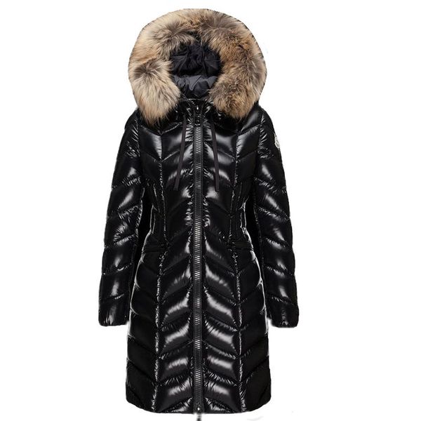 

new fashion women's winter thickening warm hooded big fur collar slim down jacket outwear coat, Black