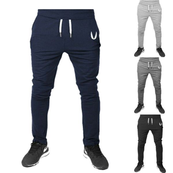 

men sports pants trousers workout running joggers outdoor athletic gym elastic casual sweatpants, Black;blue