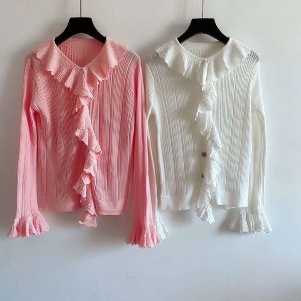 

815 2020 autumn brand same style regular long sleeve crew neck white pink cardigan kint sweate women clothes qian, White;black