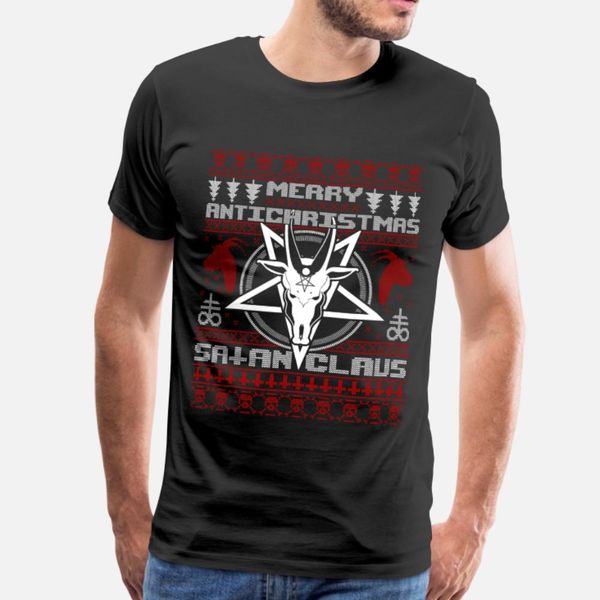 

merry antichristmas satan claus ugly sweater knit t shirt men designs tee shirt crew neck unique cute basic summer standard shirt