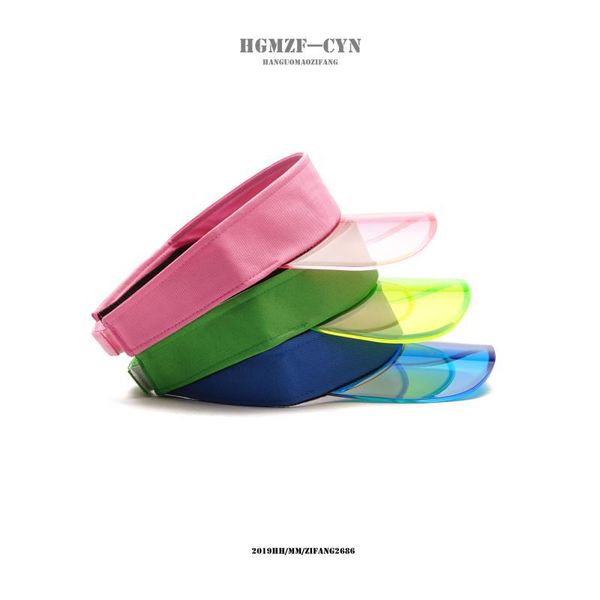 

summer women men sun hat candy color transparent empty plastic pvc sunscreen hat visor caps bicycle sunshade, Blue;gray