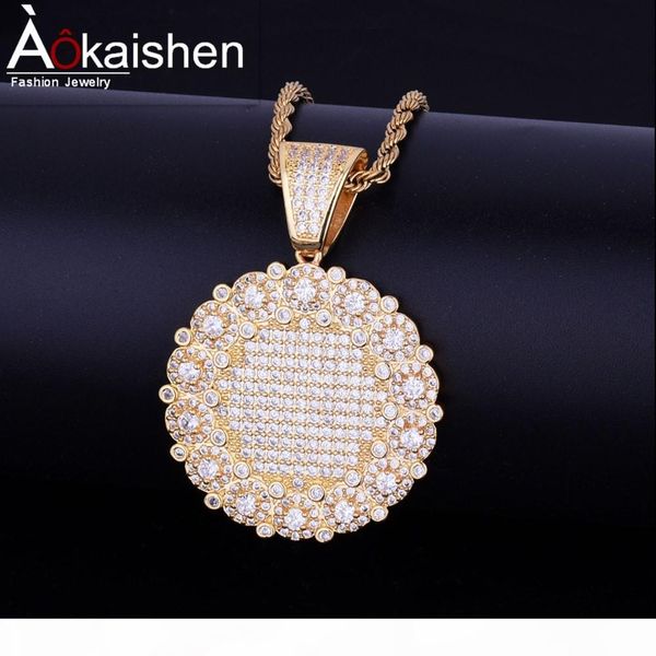 

dog tag flower necklace & pendant seller men's hip hop jewelry cubic zircon 3 colors rope chain for friend gift, Silver
