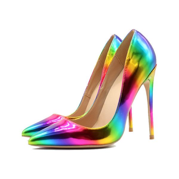 

rainbow wholesale shoe factory private label stiletto heels dress women shoes 12cm 10cm 8cm 6cm colorful patent leather, Black