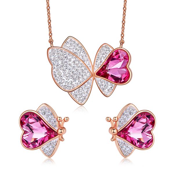 

2020 new fashion crystal butterfly jewely set for earings necketlace