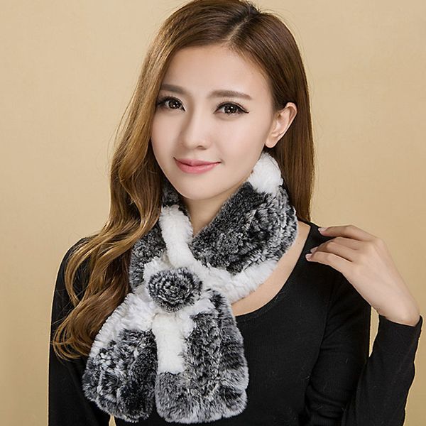 

winter women soft warm fur scarf lady real rex fur muffler new brand fashion scarf ing, Blue;gray