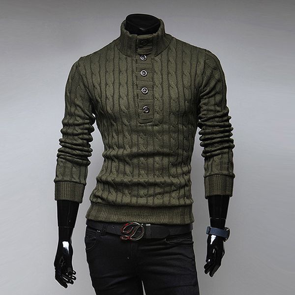 

selling new spring fashion mens turtleneck sweater solid color slim buckle korean sweater men pullover fast shipping, White;black