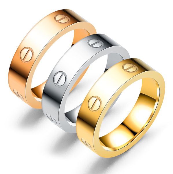 

titanium steel silver rose gold love ring for lovers couple ring with original box