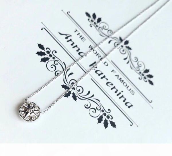 

luxury rose des vents классический дизайнер s925 sterling silver полный кристалл круглый компас подвеска короткие цепи ожерелье ювелирные из