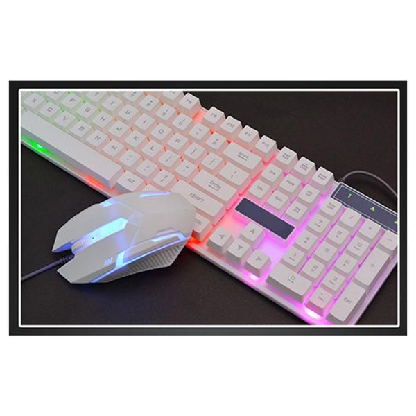

live show wired gaming keyboard led gaming mouse set combo для пк белый