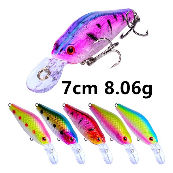 

7cm 8.06g crank fishing hooks fishhooks 6# hook fishing lure hard baits & lures pesca fishing tackle accessories wholesale_28