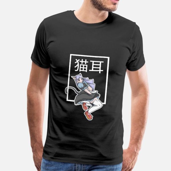 

neko girl kawaii t shirt men character cotton round neck pattern gift comfortable spring autumn novelty shirt