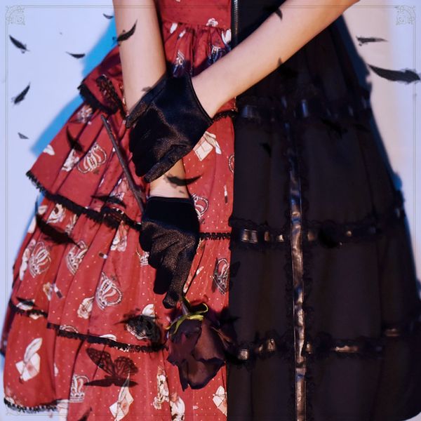 

five fingers gloves 1 pair women cotton black glove batcave for cosplay goth punk rock lolita harajuku stage party costume, Blue;gray