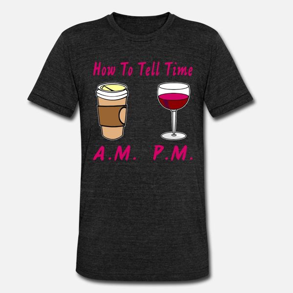 

how to tell time coffee am wine pm t shirt men printed cotton o neck natural fit humor spring autumn standard shirt