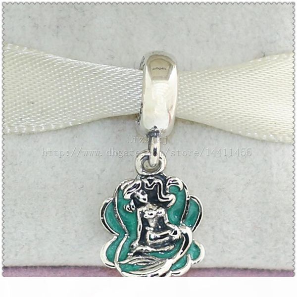 

новый 925 sterling silver ariel и sea shell мотаться шарм бисера с эмалью подходит европейский pandora стиль ювелирных изделий браслеты коль, Black