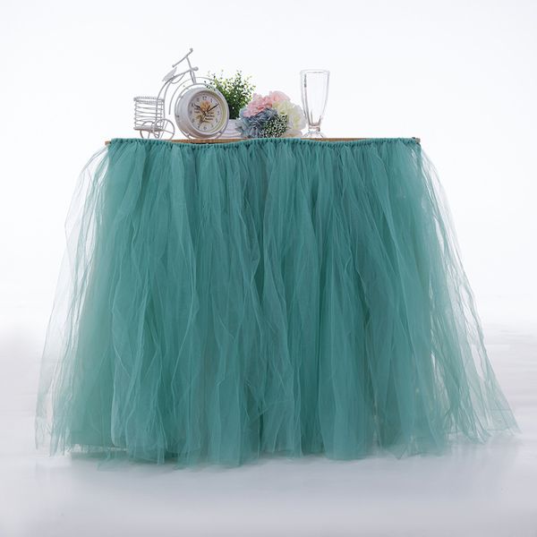 

80x100cm baby shower party wedding table skirt tableware wedding event decor tulle banquet desk decor