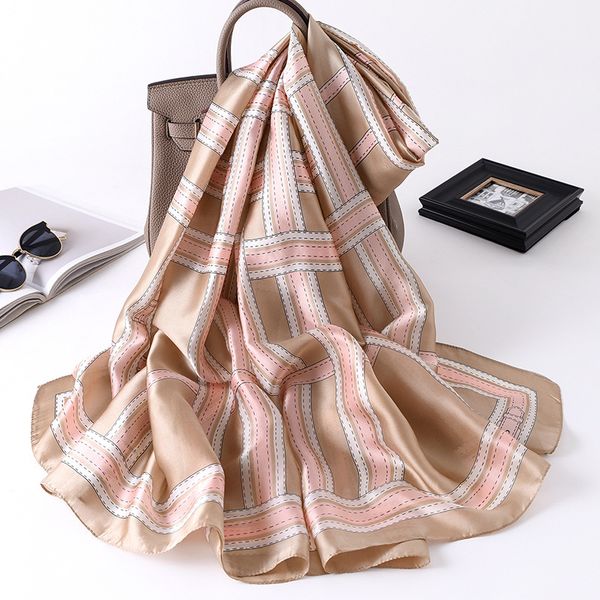 

scarves summer beach women shawl foulard femme elegant silk scarf soft sunscreen stole long bandana muffler pareo, Blue;gray