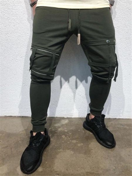 

slim pocket sling patchwork slacks bound foot mens designer pants summer mens designer jeans men fitness, Blue