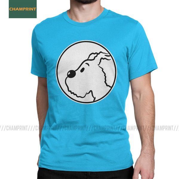 

men t-shirts snowy the adventures of tintin cotton tee shirt short sleeve herge comic snowy t shirts haddock cartoon dog