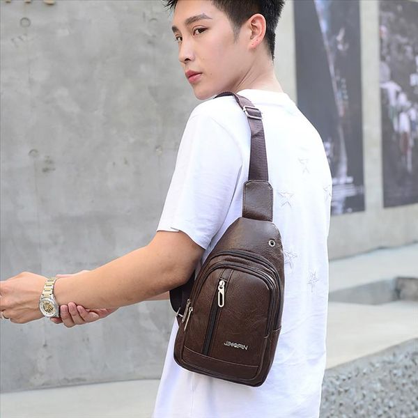 

2019 fashion men fashion casual sports bag shoulder bag solid color messenger bag pocket crossbody chest purse bags