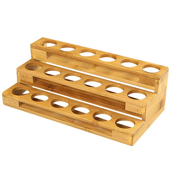 

30ml stand organizer for essential oil storage rack 18 slots ladder type bamboo