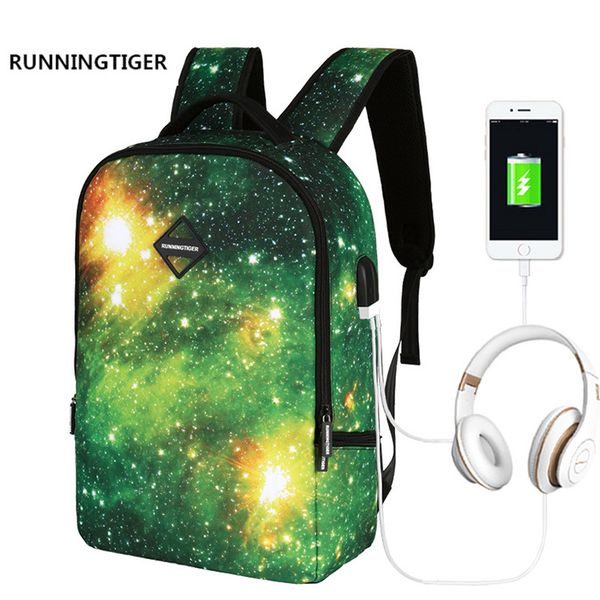 

leather luggage tag new style usb starry backpack student bag function headset charging business travel backpack purse hook