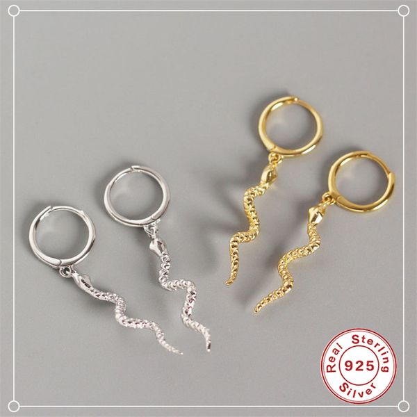 

AprilGrass Brand Fashion Long Serpentine Snake Tassel Stud Earrings for Women's Punk Style Animal Earrings 100% 925 Sterling Silver Earrings