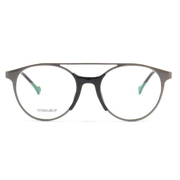 

youround oval full rim double bridge men's optical pure titanium women's eyewear prescription eyeglasses frames 9125, Black