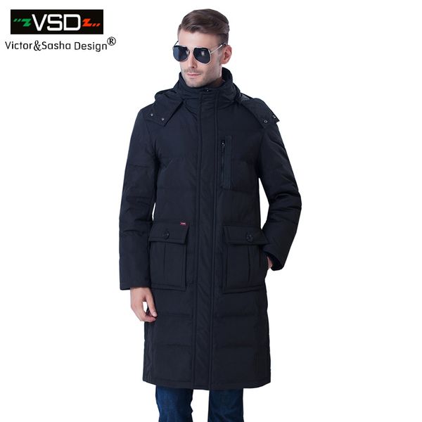 

victor&sasha design 2020new brand-clothing jacket fashion thick casual lengthening knee down coat long winter jacket men's parka, Black