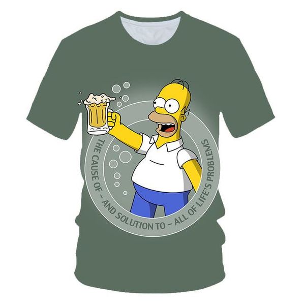 

simpson animation with round collar and in 3d print shirts comics funny oversized men clothing
