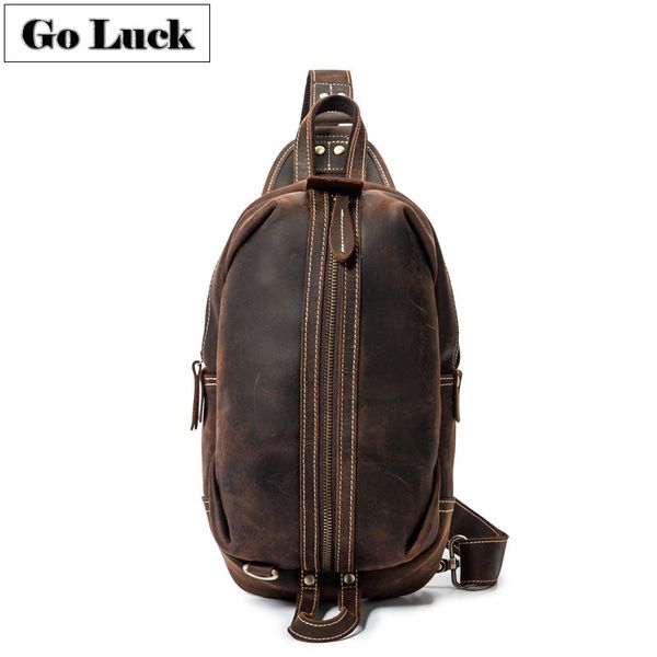 

crazy horse genuine leather men chest sling pack men's crossbody shoulder bag mal messenger bags double handle style